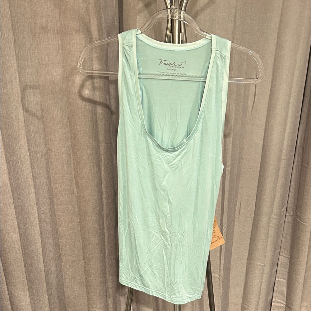NWT Light green t- back‎ tank top by Faceplant Dreams